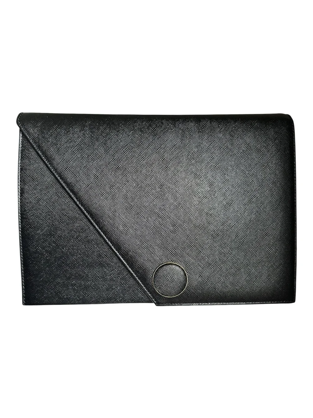 Yves Saint Laurent YSL Black Saffiano Leather Diagonal Envelope Clutch Bag